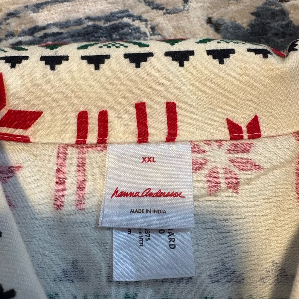 Hanna Andersson Red & White Reindeer Print Sweatpants Pajama Set - Picture 2 of 8